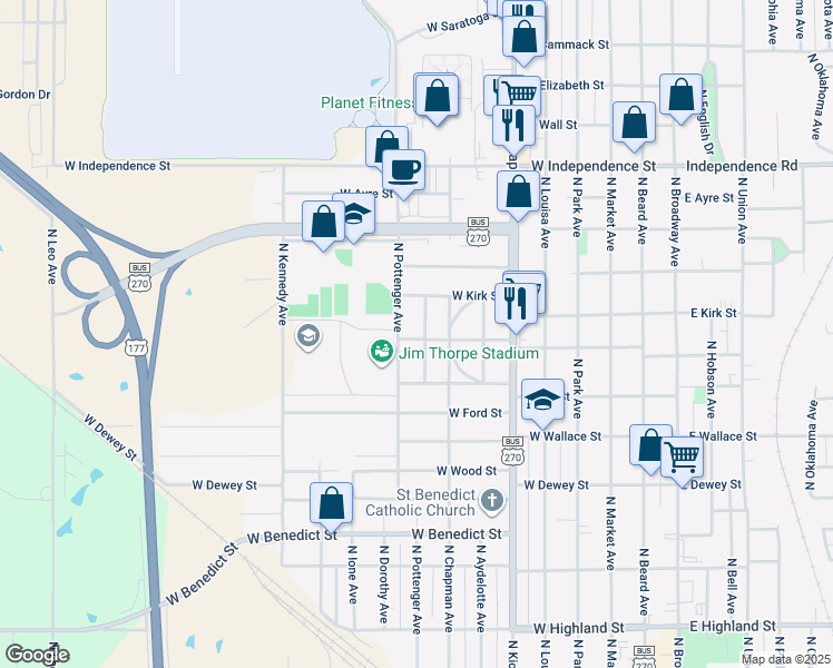 map of restaurants, bars, coffee shops, grocery stores, and more near 915 North Overland Court in Shawnee