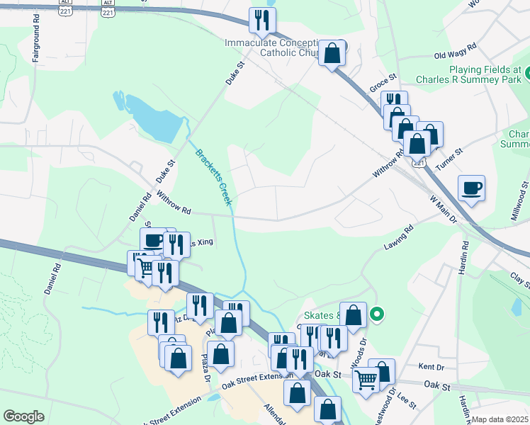 map of restaurants, bars, coffee shops, grocery stores, and more near 386 Withrow Road in Forest City
