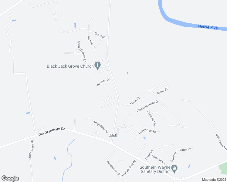 map of restaurants, bars, coffee shops, grocery stores, and more near 279 Black Jack Church Road in Goldsboro