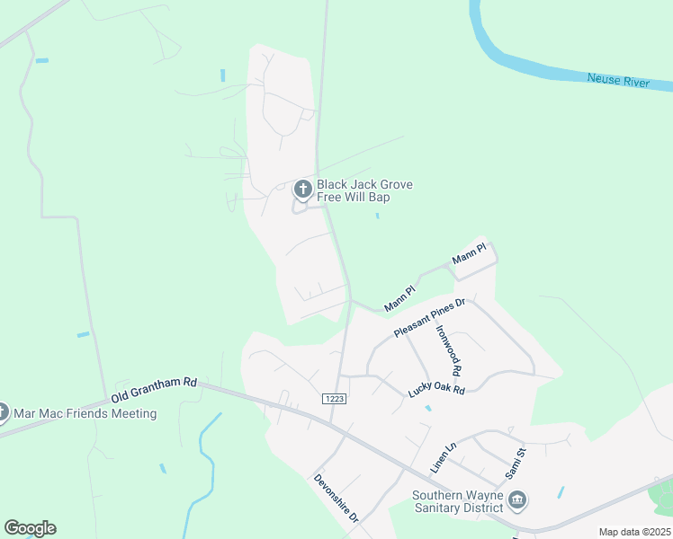 map of restaurants, bars, coffee shops, grocery stores, and more near 279 Black Jack Church Road in Goldsboro