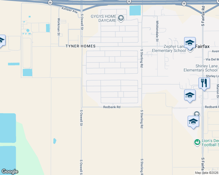 map of restaurants, bars, coffee shops, grocery stores, and more near 5304 Canaveral Drive in Bakersfield