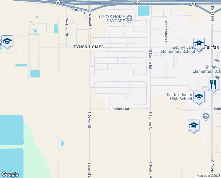 map of restaurants, bars, coffee shops, grocery stores, and more near 5203 Baja Drive in Bakersfield