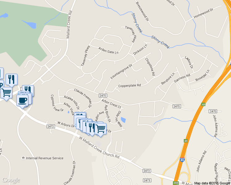 map of restaurants, bars, coffee shops, grocery stores, and more near 2100 Galloway Road in Charlotte