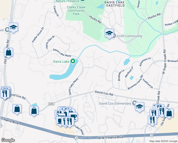 map of restaurants, bars, coffee shops, grocery stores, and more near 4809 Cobble Glen Way in Charlotte
