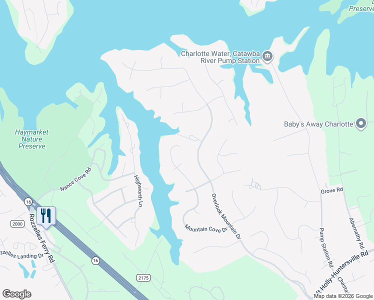 map of restaurants, bars, coffee shops, grocery stores, and more near 4423 Shadow Cove Lane in Charlotte