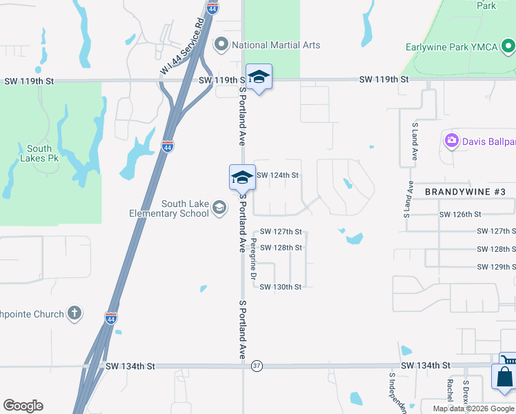 map of restaurants, bars, coffee shops, grocery stores, and more near 12625 Carnelian Way in Oklahoma City