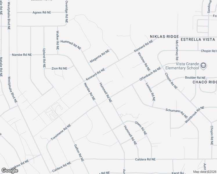 map of restaurants, bars, coffee shops, grocery stores, and more near 5113 Offenbach Road Northeast in Rio Rancho
