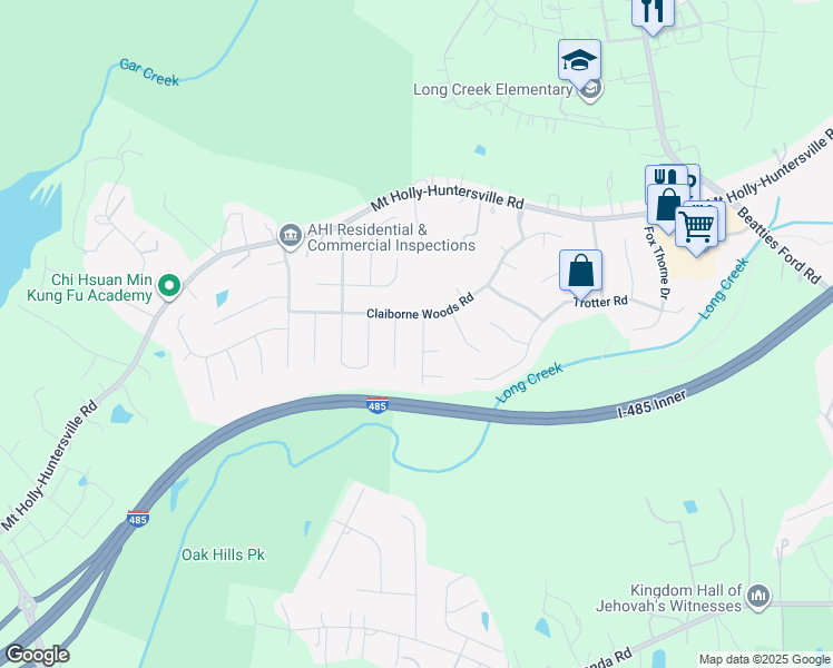 map of restaurants, bars, coffee shops, grocery stores, and more near 8715 Woodcock Lane in Charlotte