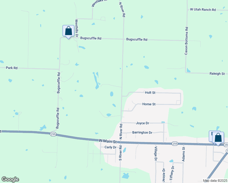 map of restaurants, bars, coffee shops, grocery stores, and more near 1161 North River Road in Lavaca