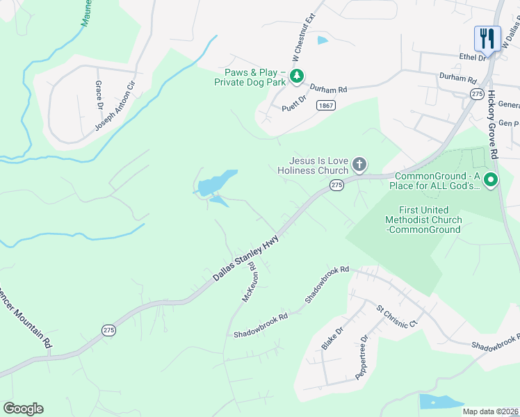 map of restaurants, bars, coffee shops, grocery stores, and more near 112 Lake Road in Stanley
