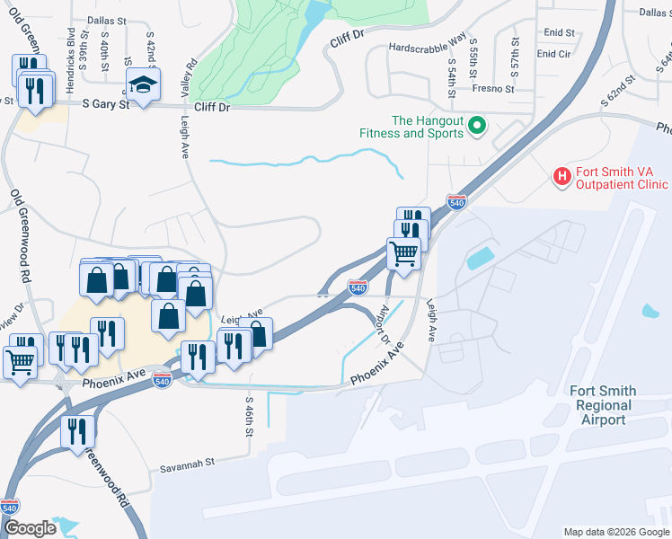 map of restaurants, bars, coffee shops, grocery stores, and more near in Fort Smith