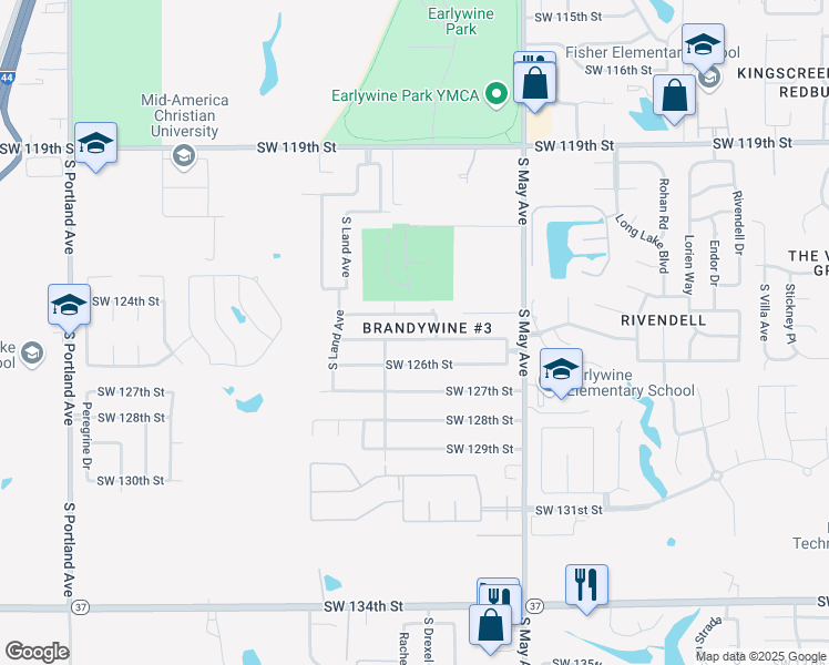 map of restaurants, bars, coffee shops, grocery stores, and more near 3013 Southwest 125th Street in Oklahoma City