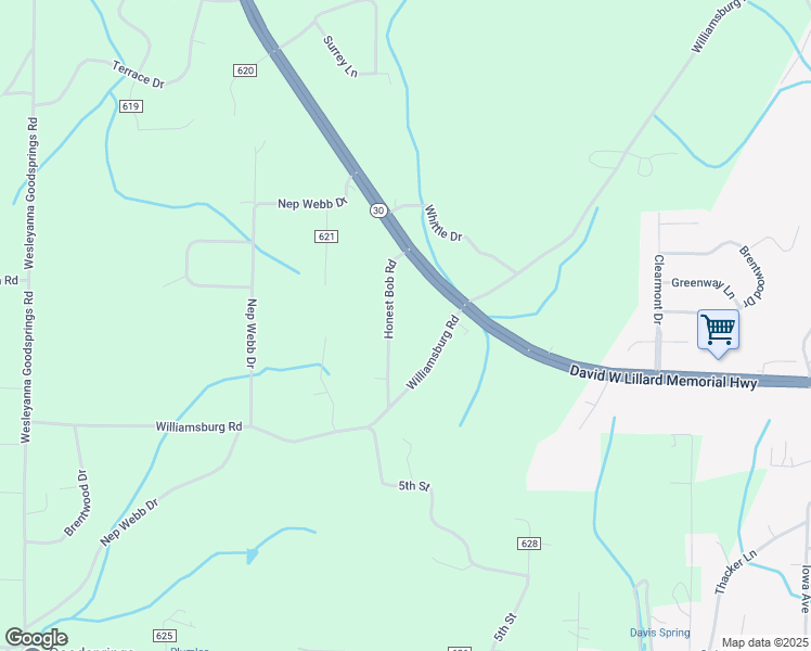 map of restaurants, bars, coffee shops, grocery stores, and more near 139 County Road 622 in Etowah