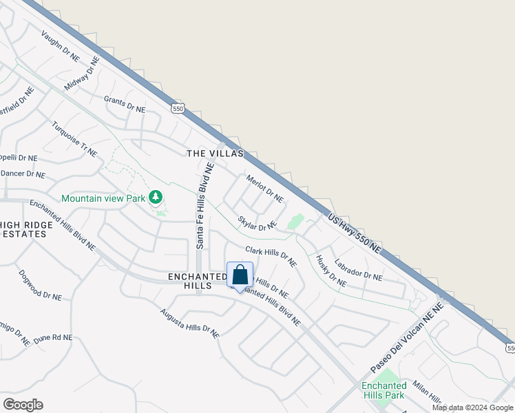 map of restaurants, bars, coffee shops, grocery stores, and more near 4736 Delanna Drive Northeast in Rio Rancho