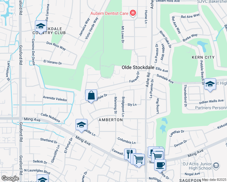 map of restaurants, bars, coffee shops, grocery stores, and more near 6902 Alley No 5 in Bakersfield