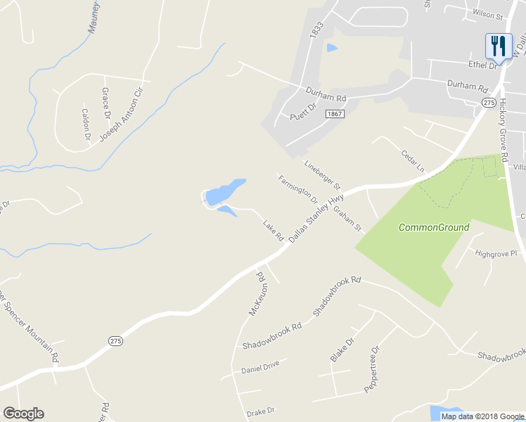 map of restaurants, bars, coffee shops, grocery stores, and more near 112 Lake Road in Stanley