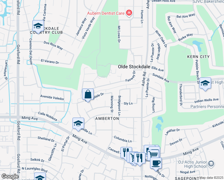 map of restaurants, bars, coffee shops, grocery stores, and more near 6902 Alley No 5 in Bakersfield