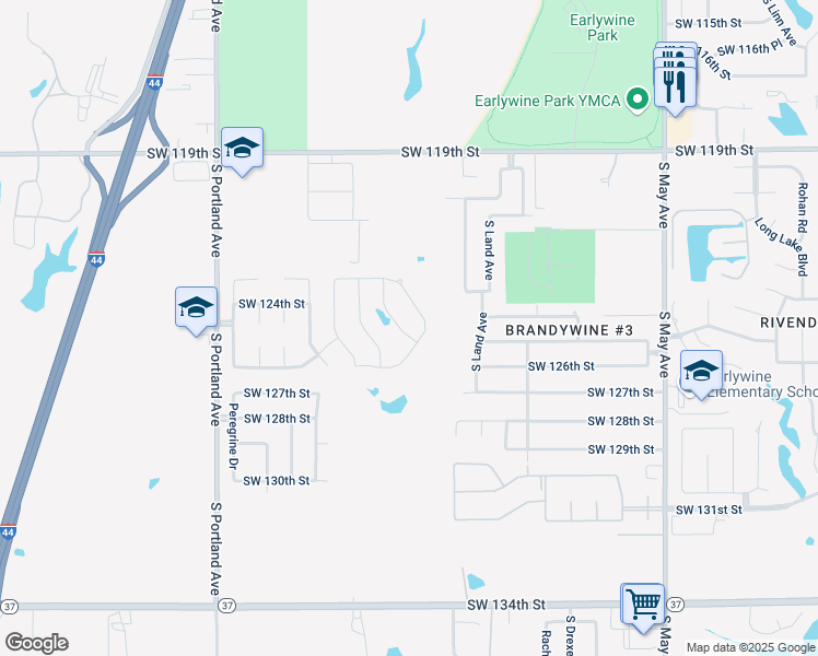 map of restaurants, bars, coffee shops, grocery stores, and more near 12509 Beryl Lane in Oklahoma City