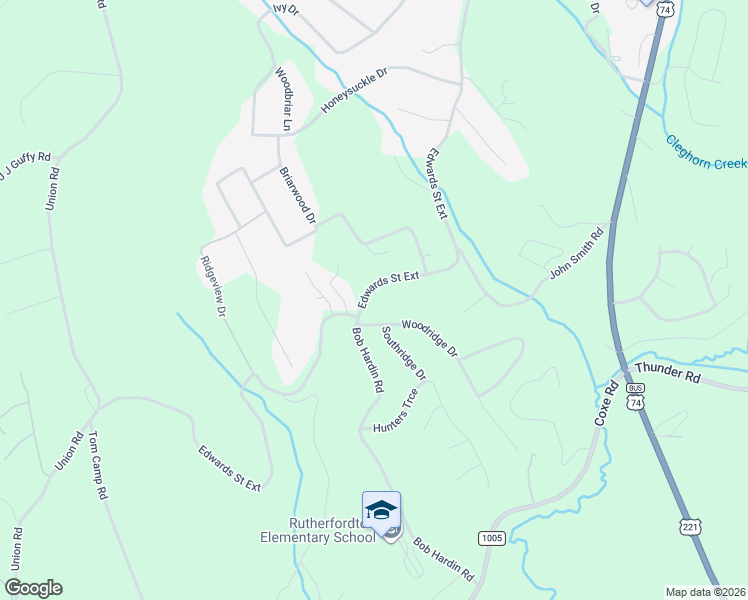 map of restaurants, bars, coffee shops, grocery stores, and more near 470 Edwards Street Extension in Rutherfordton