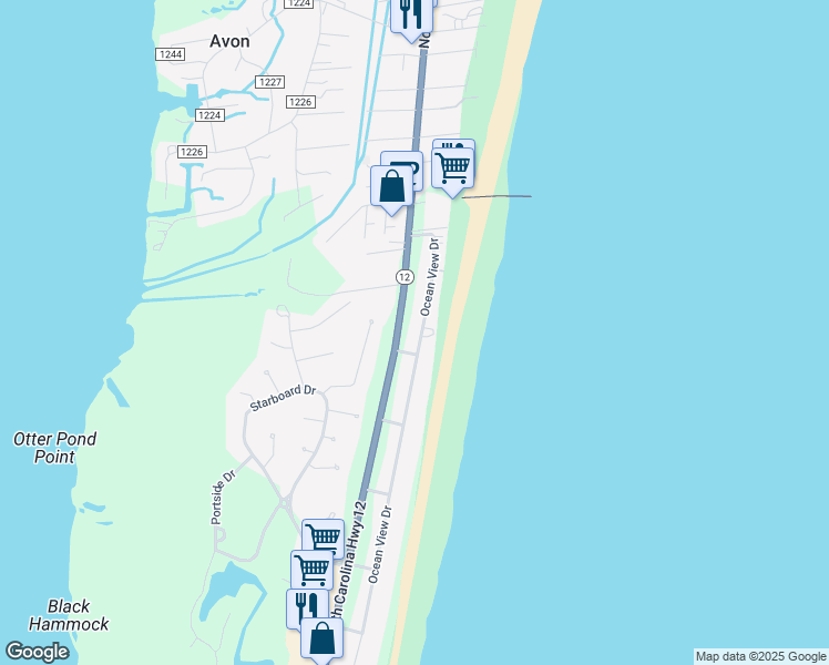 map of restaurants, bars, coffee shops, grocery stores, and more near 41276 Ocean View Drive in Avon