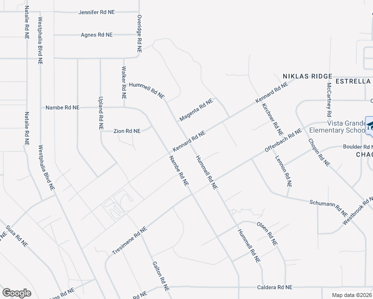 map of restaurants, bars, coffee shops, grocery stores, and more near Hummell Road Northeast in Rio Rancho