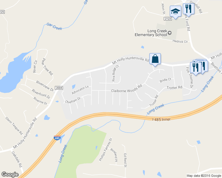 map of restaurants, bars, coffee shops, grocery stores, and more near 7313 Claiborne Woods Road in Charlotte
