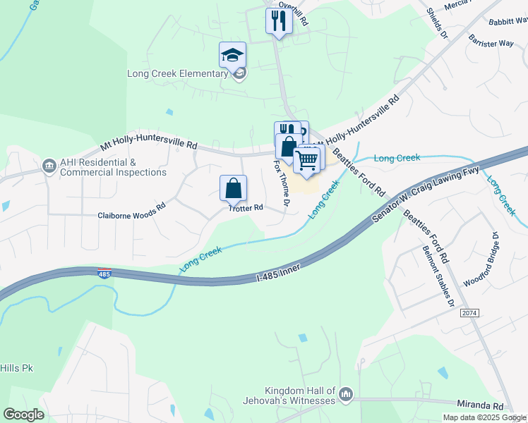 map of restaurants, bars, coffee shops, grocery stores, and more near 8002 Trotter Road in Charlotte