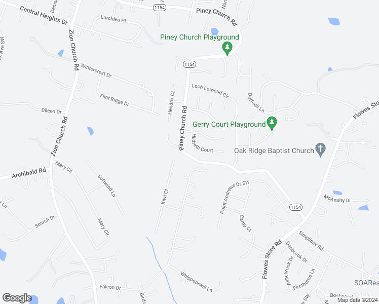 map of restaurants, bars, coffee shops, grocery stores, and more near 1351 Piney Church Road in Concord