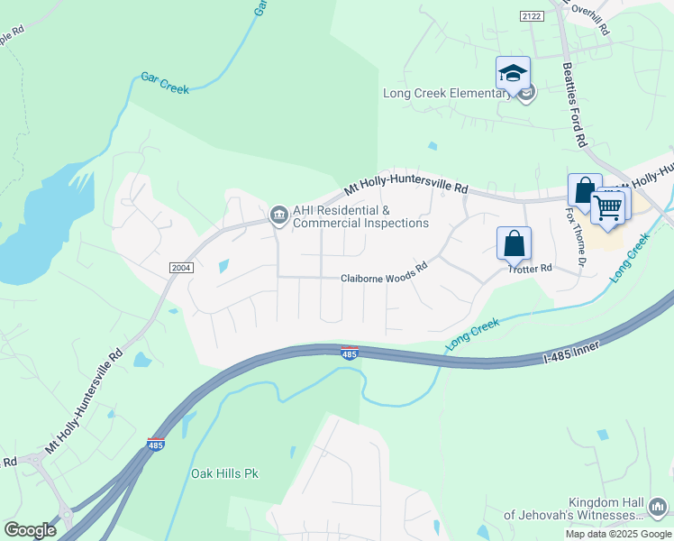 map of restaurants, bars, coffee shops, grocery stores, and more near 7313 Claiborne Woods Road in Charlotte