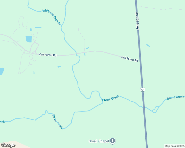 map of restaurants, bars, coffee shops, grocery stores, and more near Oak Forest Road in Johnston County