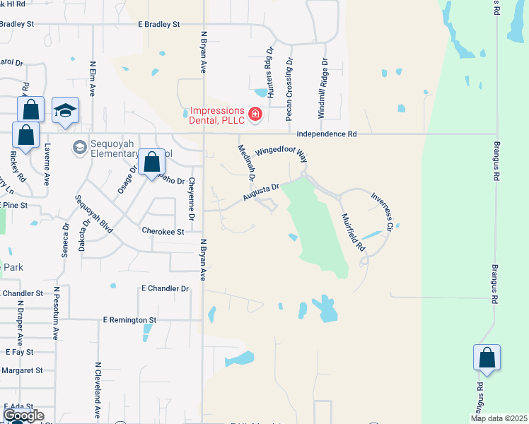 map of restaurants, bars, coffee shops, grocery stores, and more near 1246 Augusta Court in Shawnee