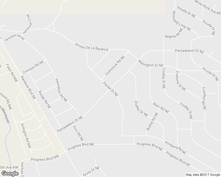 map of restaurants, bars, coffee shops, grocery stores, and more near Pentel Drive Northeast in Rio Rancho