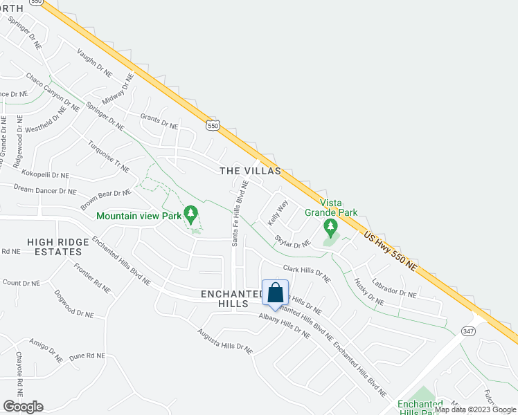 map of restaurants, bars, coffee shops, grocery stores, and more near 4725 Jessica Drive Northeast in Rio Rancho