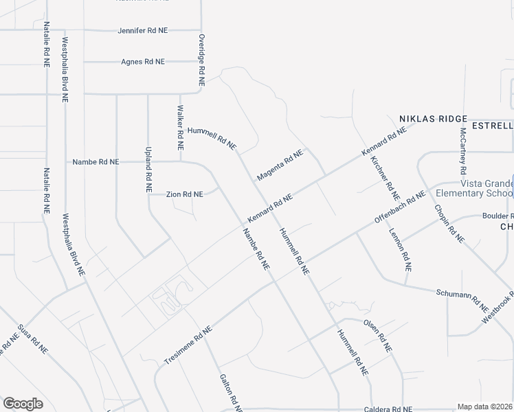 map of restaurants, bars, coffee shops, grocery stores, and more near Hummell Road Northeast in Rio Rancho