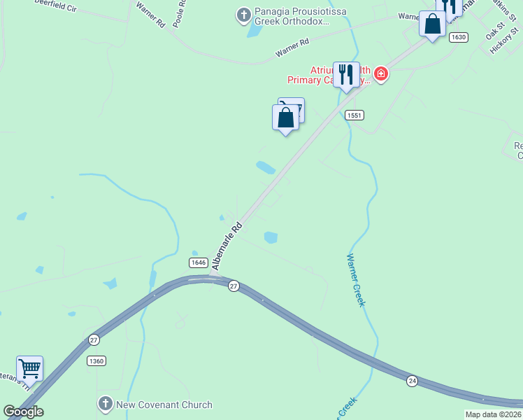 map of restaurants, bars, coffee shops, grocery stores, and more near 988-1020 Albemarle Road in Troy