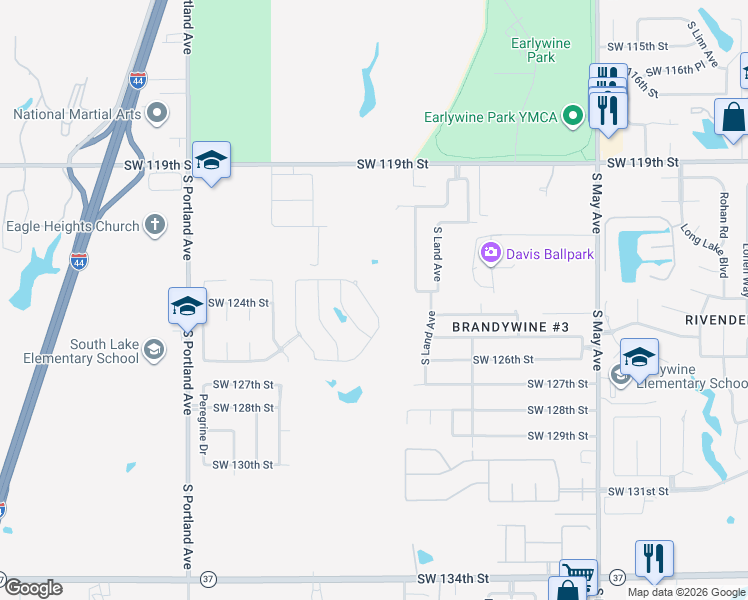 map of restaurants, bars, coffee shops, grocery stores, and more near 12400 Beryl Lane in Oklahoma City