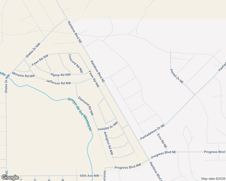 map of restaurants, bars, coffee shops, grocery stores, and more near Rouge Road Northeast in Rio Rancho