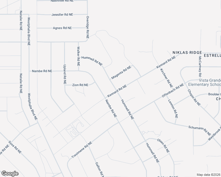 map of restaurants, bars, coffee shops, grocery stores, and more near Hummell Road Northeast in Rio Rancho