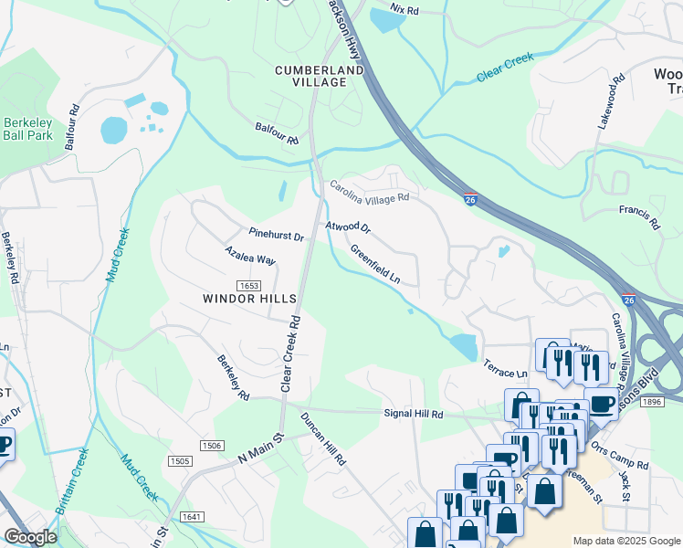 map of restaurants, bars, coffee shops, grocery stores, and more near 358 County Road 1503 in Hendersonville