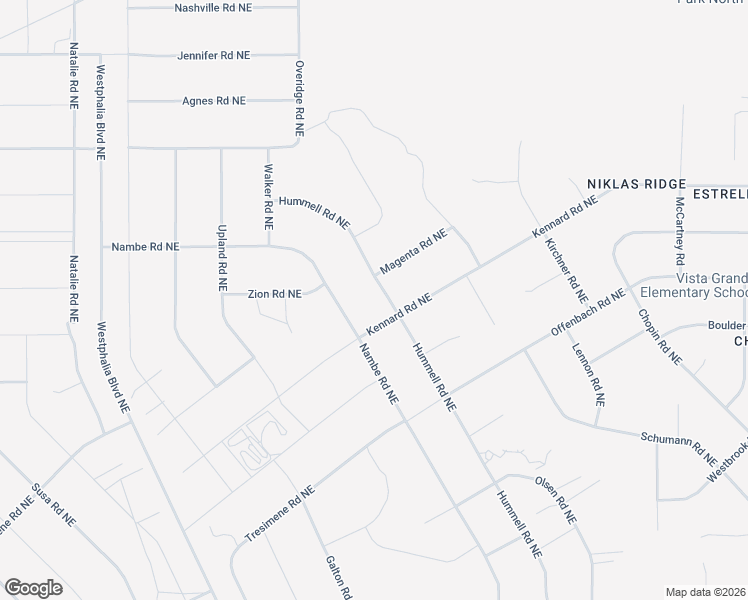map of restaurants, bars, coffee shops, grocery stores, and more near Hummell Road Northeast in Rio Rancho