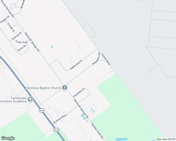 map of restaurants, bars, coffee shops, grocery stores, and more near 322 Wiseman Road in Tullahoma