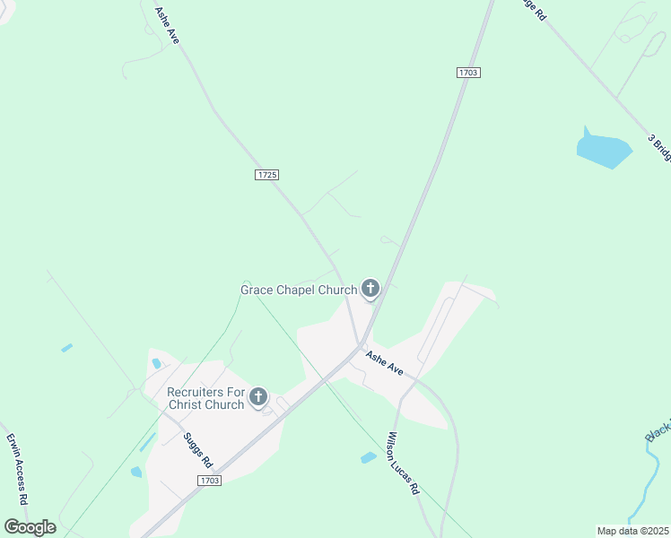 map of restaurants, bars, coffee shops, grocery stores, and more near Ashe Avenue in Harnett County