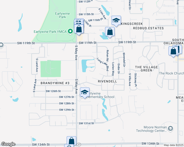 map of restaurants, bars, coffee shops, grocery stores, and more near 12316 Swanhaven Drive in Oklahoma City