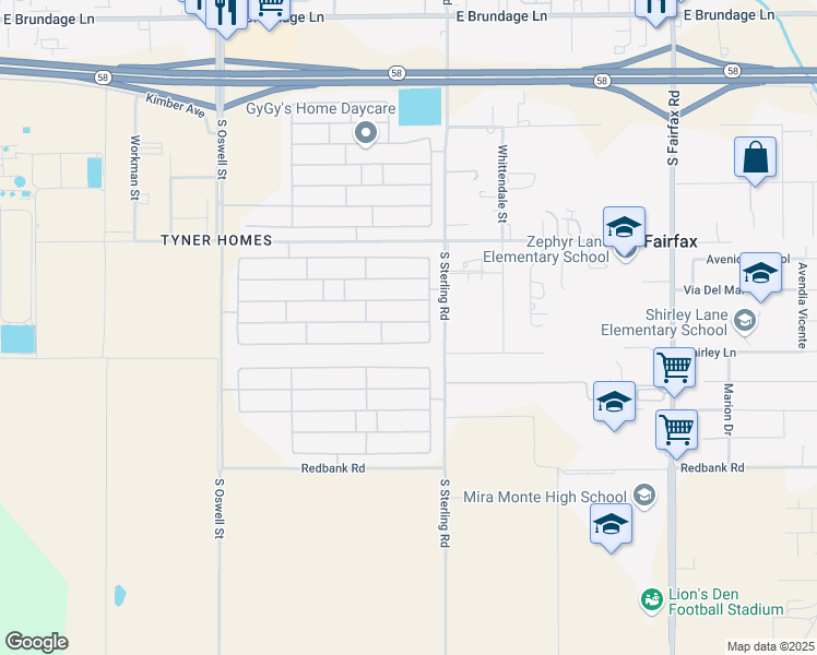 map of restaurants, bars, coffee shops, grocery stores, and more near 5517 Mar Grande Drive in Bakersfield