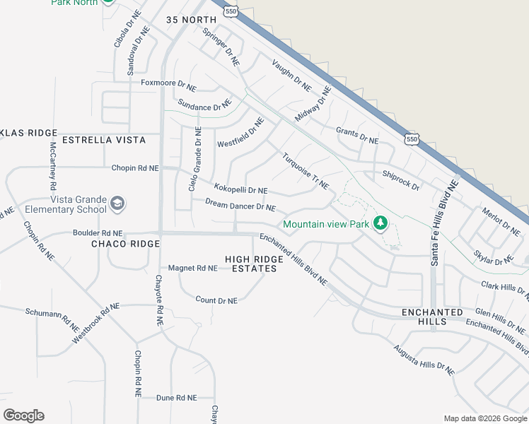 map of restaurants, bars, coffee shops, grocery stores, and more near 4974 Dream Dancer Drive Northeast in Rio Rancho