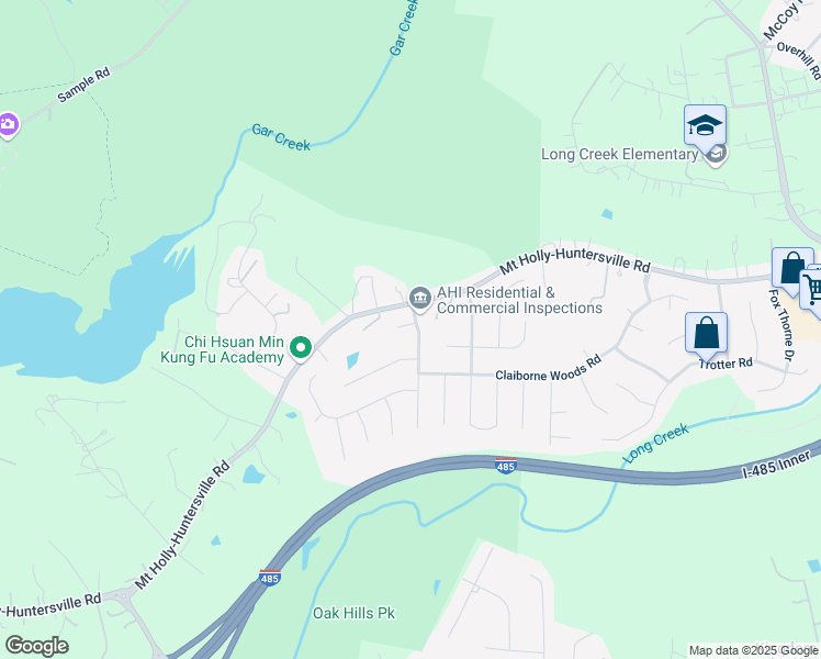 map of restaurants, bars, coffee shops, grocery stores, and more near 8933 Firestreak Drive in Charlotte