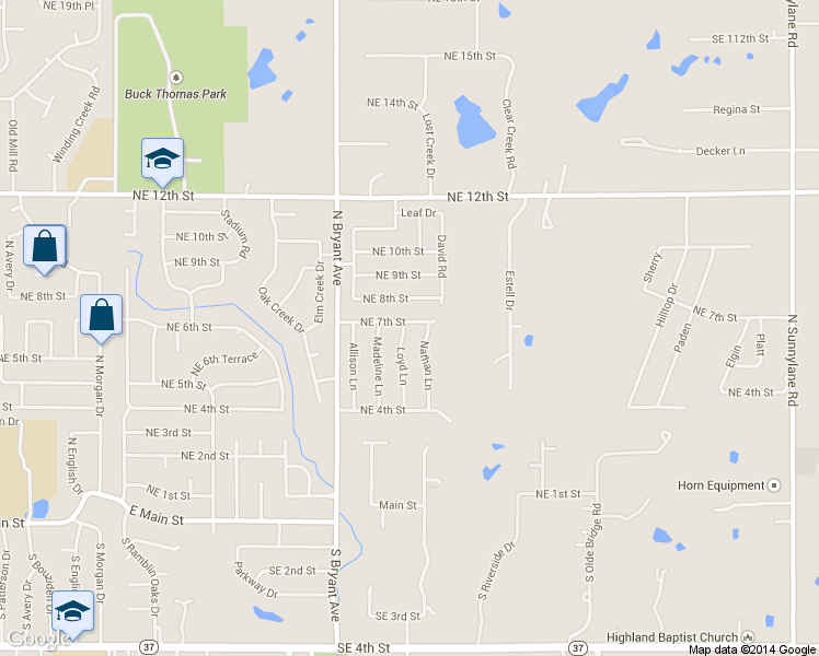 map of restaurants, bars, coffee shops, grocery stores, and more near 628 Loyd Lane in Moore