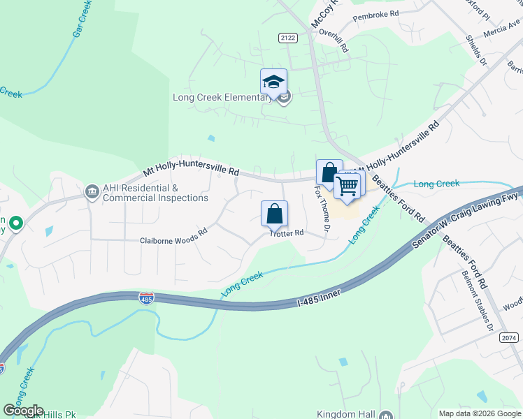 map of restaurants, bars, coffee shops, grocery stores, and more near 7729 Bridle Court in Charlotte