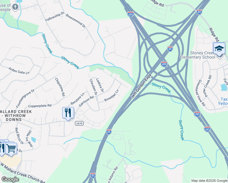 map of restaurants, bars, coffee shops, grocery stores, and more near 1037 Garrison Road in Charlotte