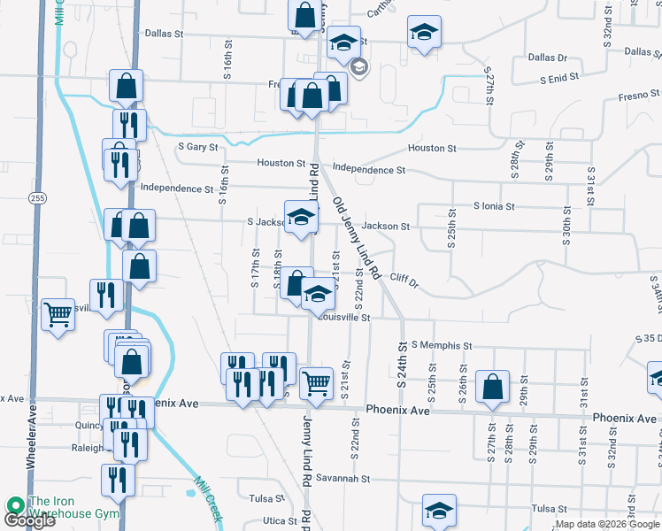 map of restaurants, bars, coffee shops, grocery stores, and more near 4122 South 21st Street in Fort Smith